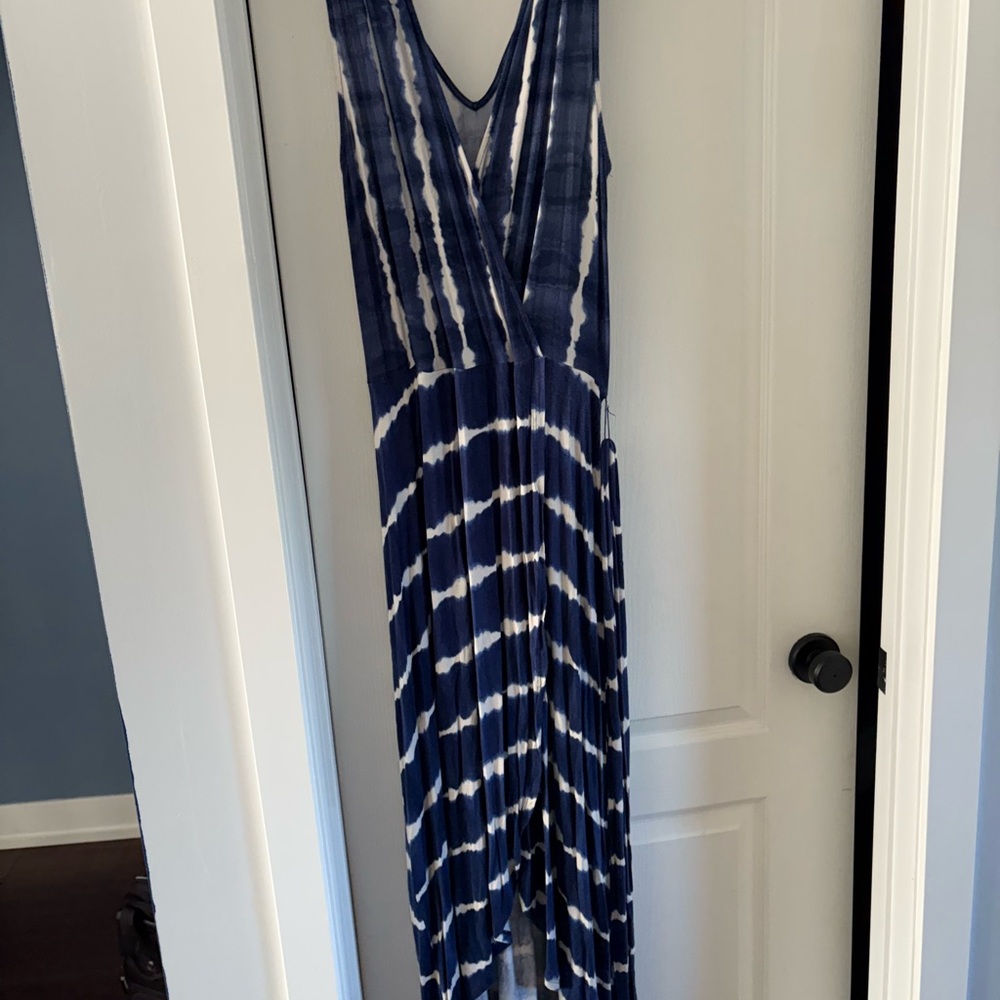 Blue and White Tie-Dye Maxi Dress